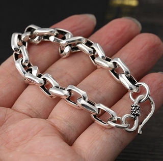 Thời Trang Cổ Điển Vuông Bạc Punk Nam Vòng Tay Trang Sức Quyến Rũ Trang Sức Boutique Vòng Tay