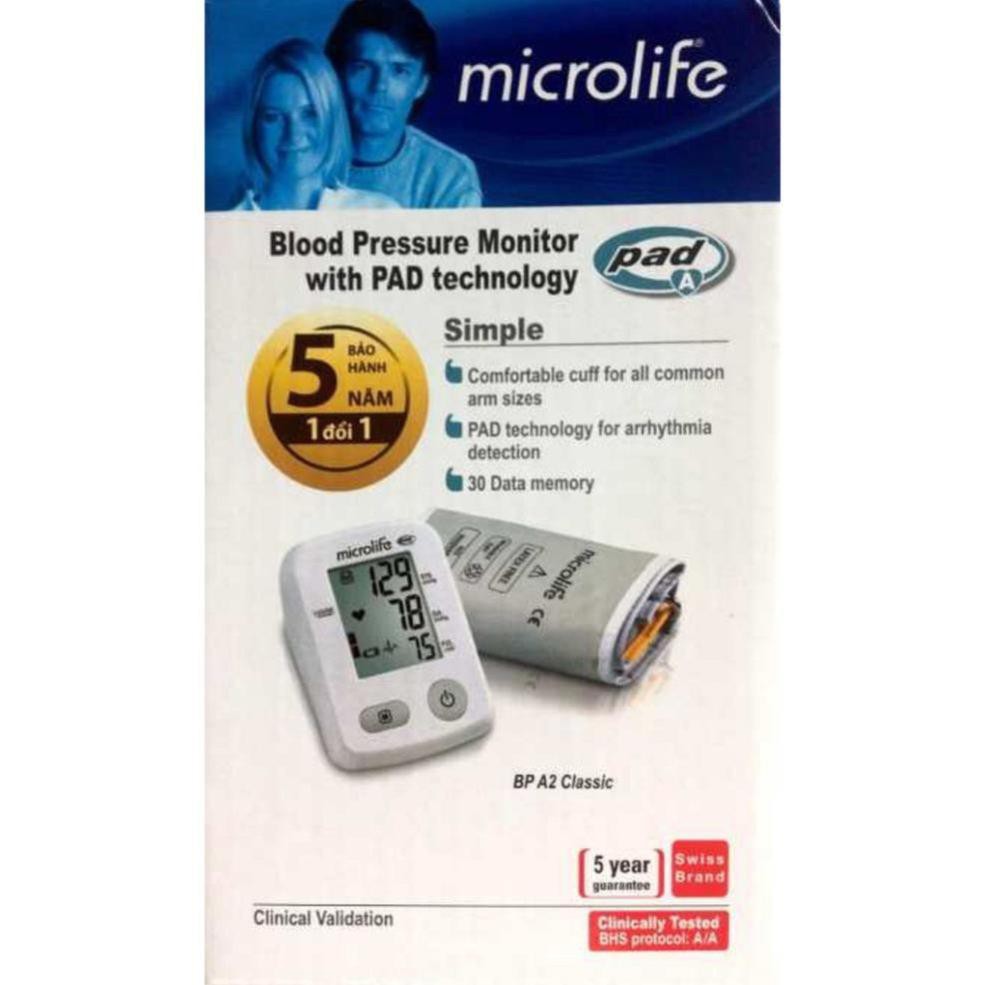 Máy Đo Huyết Áp Bắp tay Microlife BP A2 CLASSIC - Tặng bộ đổi nguồn Microlife