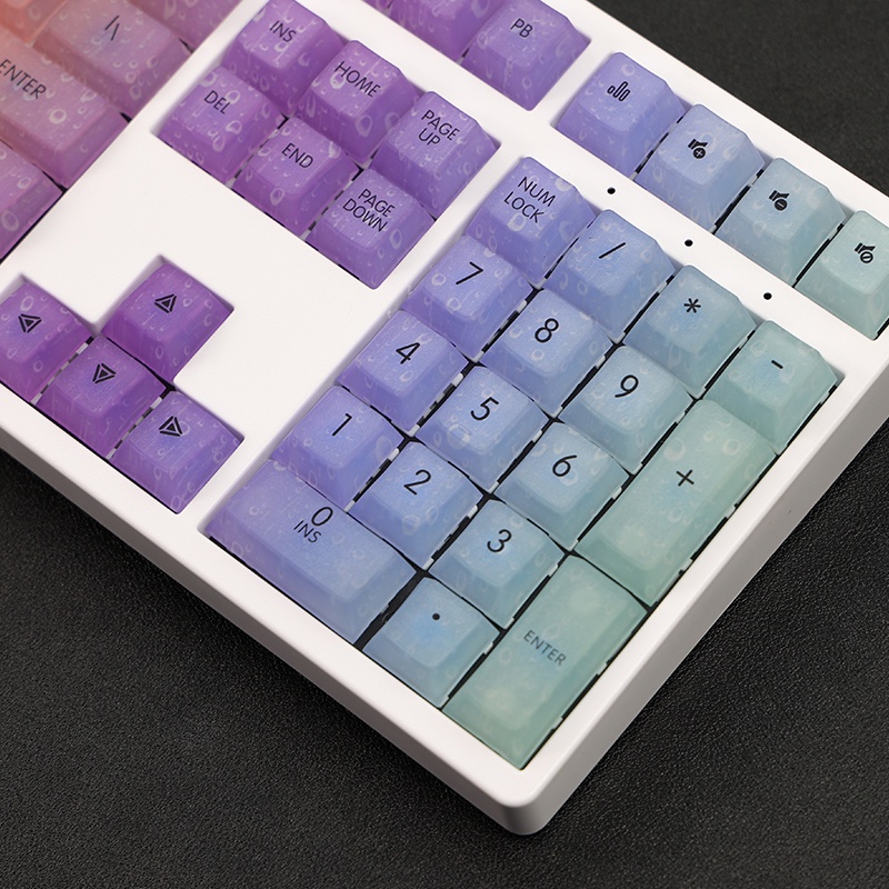 Keycap trong suốt cầu vồng gradient OEM Profile vector thăng hoa nữ tính RGB bộ bàn phím cơ Keycaps