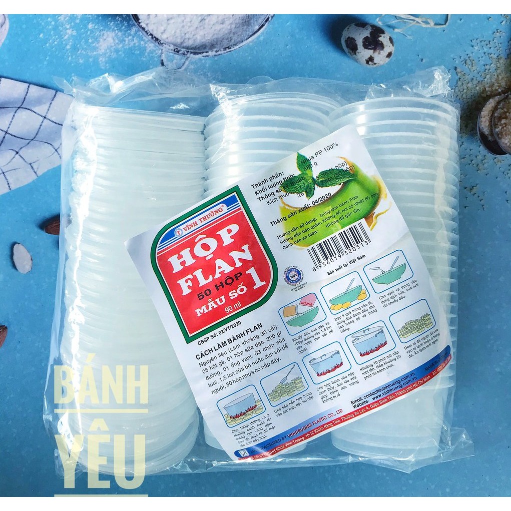 HỘP BÁNH FLAN TRÒN MẪU SỐ 1 ( lốc 50 hộp) - 90ml