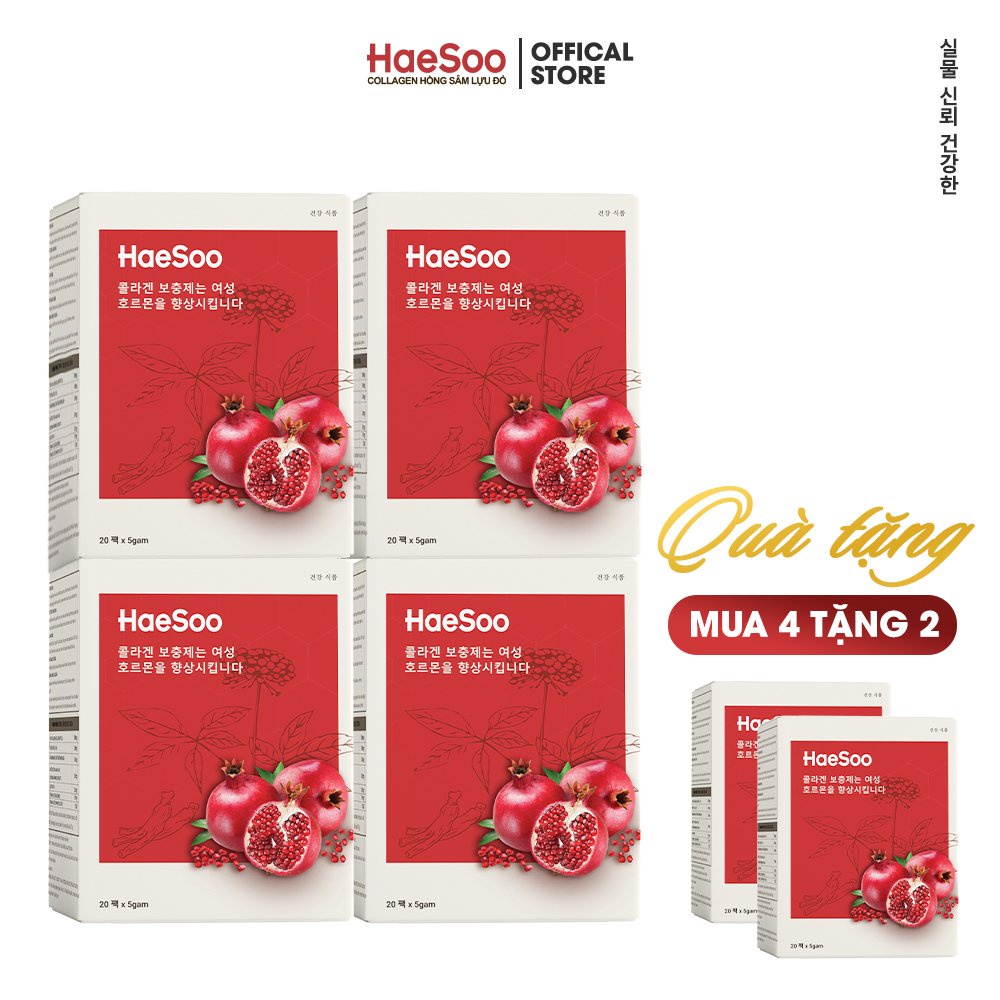 Collagen hồng sâm lựu đỏ trẻ hoá da HaeSoo – Combo mua 4 tặng 2