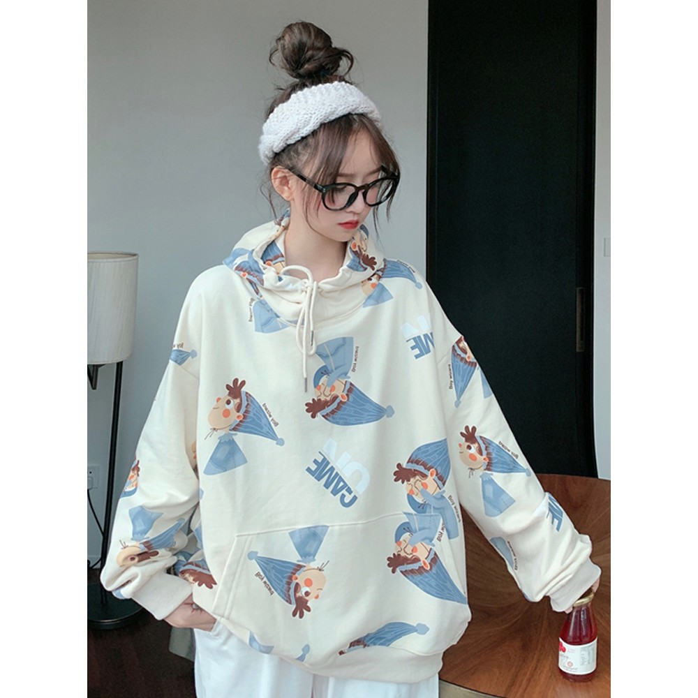 Áo hoodie nỉ bông in HOẠT HÌNH Unisex form rộng kiểu dáng Ulzzang | BigBuy360 - bigbuy360.vn