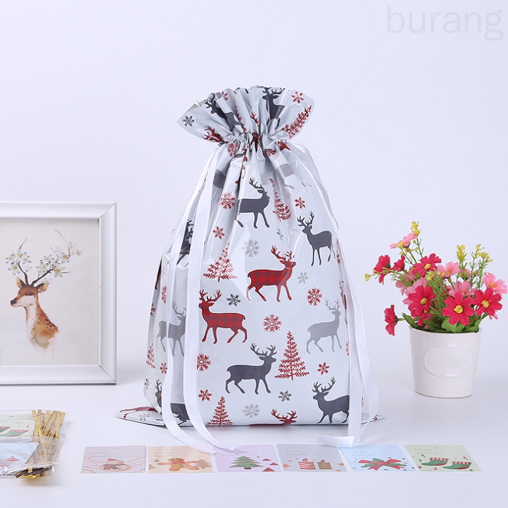 Túi đựng quà dây rút họa tiết Giáng sinh đáng yêu
