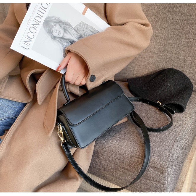 Túi xách đeo chéo nữ kiểu dáng ngang trơn mới phiên bản Hàn Quốc da đẹp