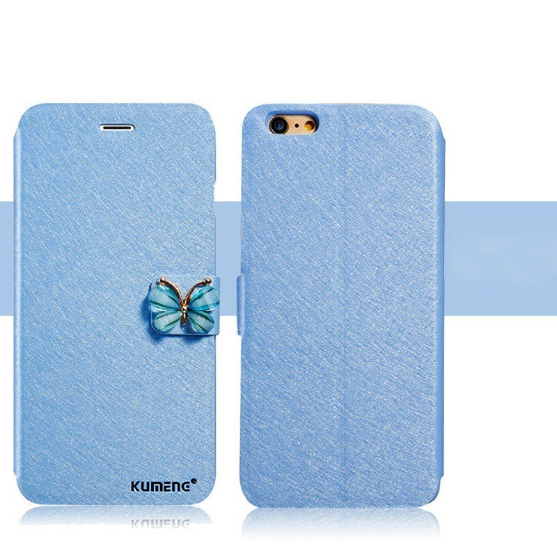 Bao da điện thoại nắp gấp đính bướm thanh lịch bảo vệ toàn diện cho iPhone 6 7 8 Plus X XR XS MAX
