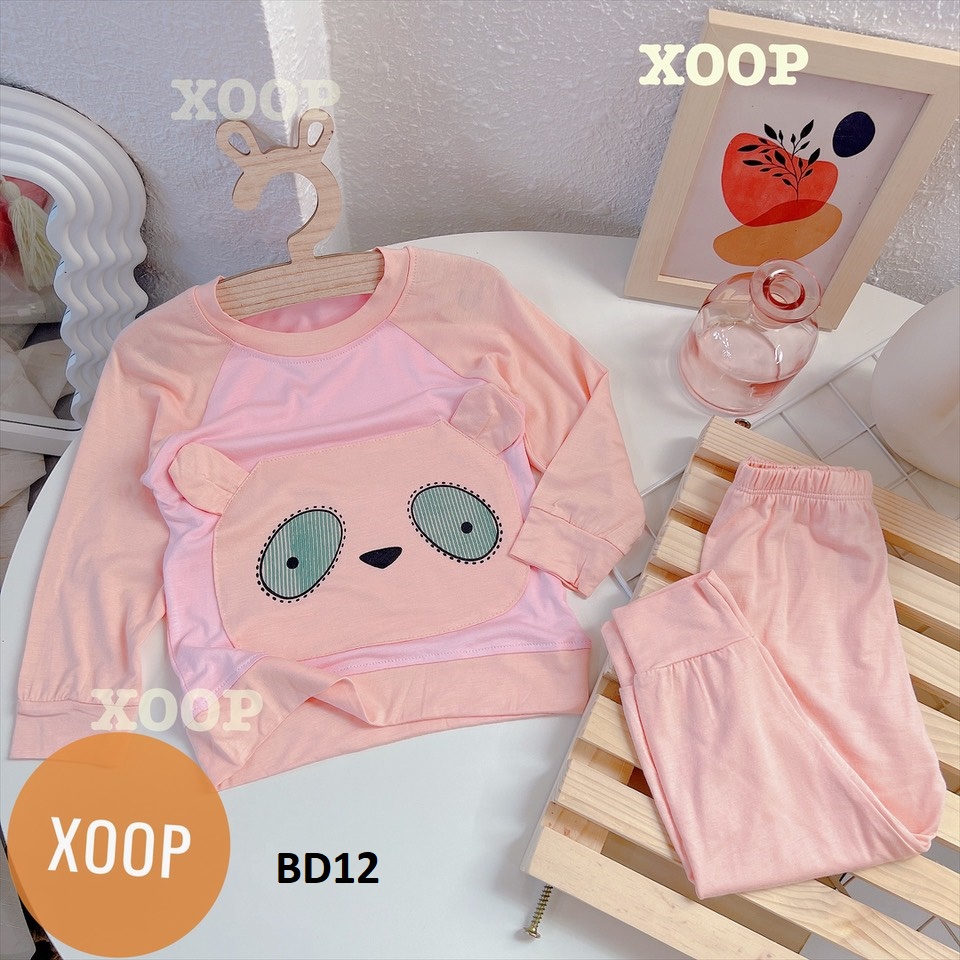 Bộ dài tay xoop chất thun lạnh  in họa tiết 2 mắt 2 tai cho bé  BD12 shop phúc yến