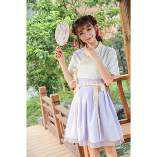 ( CÓ ẢNH HÀNG THẬT CUỐI)   Bộ đồ - Hán phục hè thêu tinh tế cho các bạn nữ tặng stick dán trán, trâm cài tóc