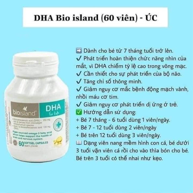DHA Bioisland - Viên uống DHA For Kids 60v [ Nhà Thuốc Trung Lan]