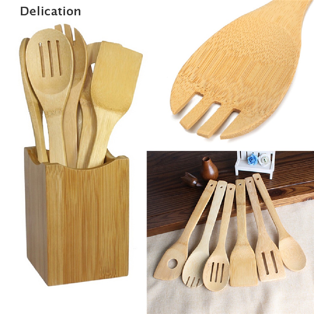 Bộ 6 Dụng Cụ Nấu Ăn Bằng Gỗ Tre Tiện Lợi