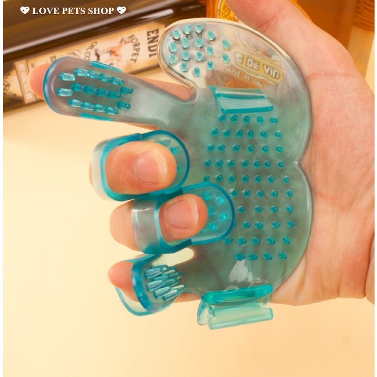 GĂNG TAY TẮM CHO CHÓ MÈO HÌNH NĂM NGÓN TAY &quot;MẪU MỚI&quot; - LOVE PETS SHOP