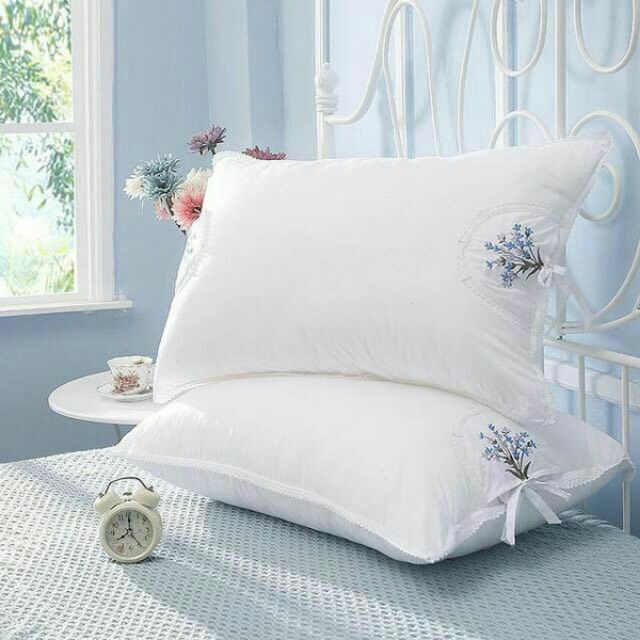 Gối thơm Lavender sang trọng, ruột gối bông gòn thêu túi thơm nhập khẩu, ruột gối khách sạn 45cmx65cm có khóa kéo