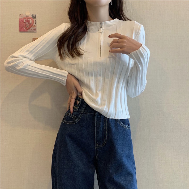 Áo sweater IELGY dệt kim cổ chữ V dáng ôm màu sắc trẻ trung sành điệu
