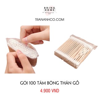 Gói 100 tăm bông thân gỗ [BẢO VỆ MÔI TRƯỜNG]