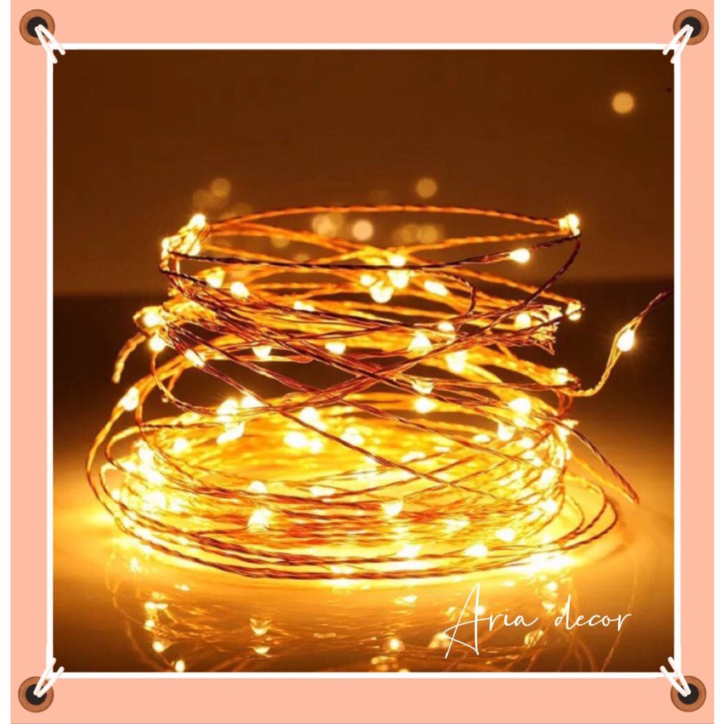 Dây đèn led đom đóm - Sẵn pin màu vàng nắng ARIA DECOR