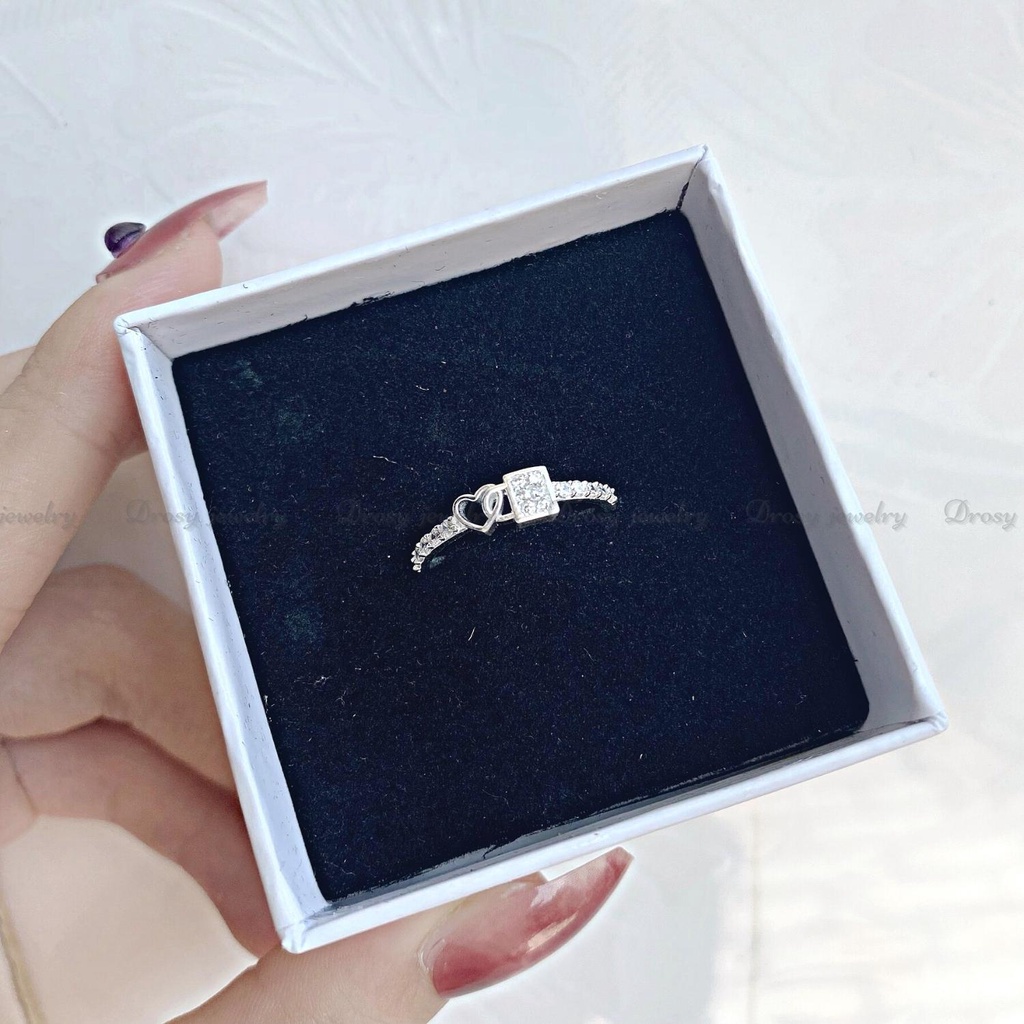 Nhẫn đôi bạc nam nữ đính đá tim bạc ta không xỉn màu, nhẫn cặp tình yêu