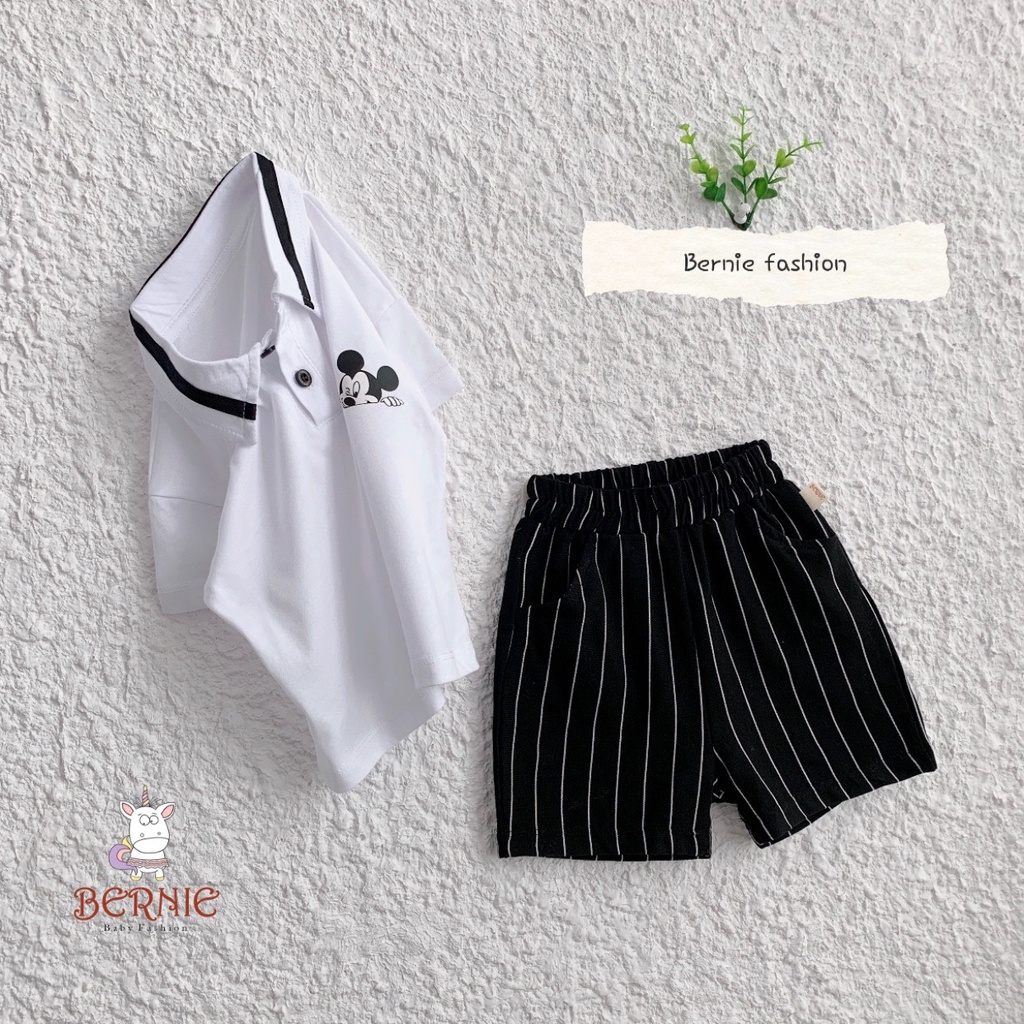 _Bộ Cotton PoLo Micky Soái ca cho bé trai 9 đến 22kg