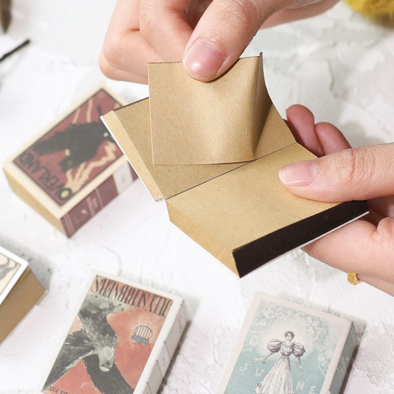Set 122 tập giấy ghi chú mini họa tiết hộp retro độc đáo