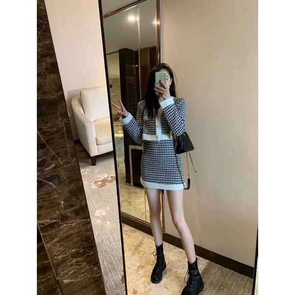 (SẴN) Set dạ viền trắng
