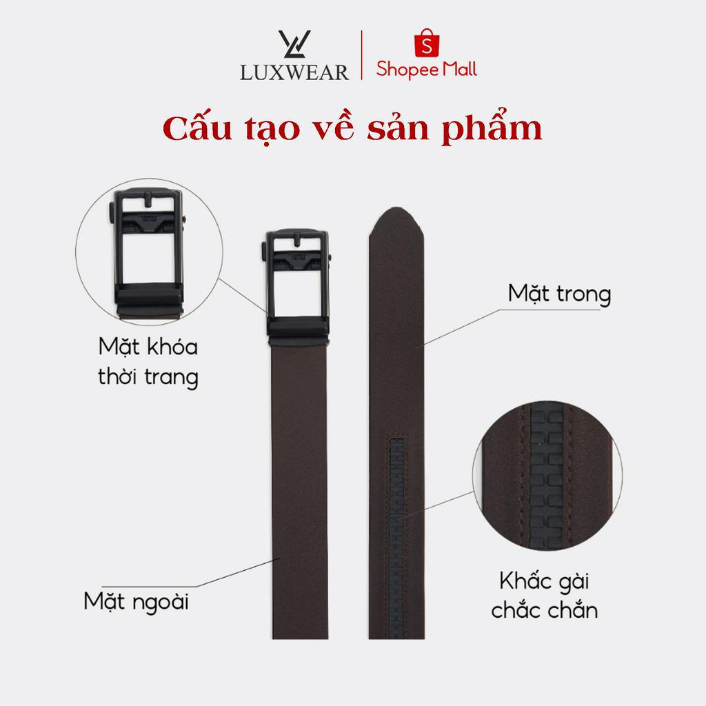 Thắt lưng nam da bò nguyên tấm LuxWear khóa tự động hai màu nâu đen TL01