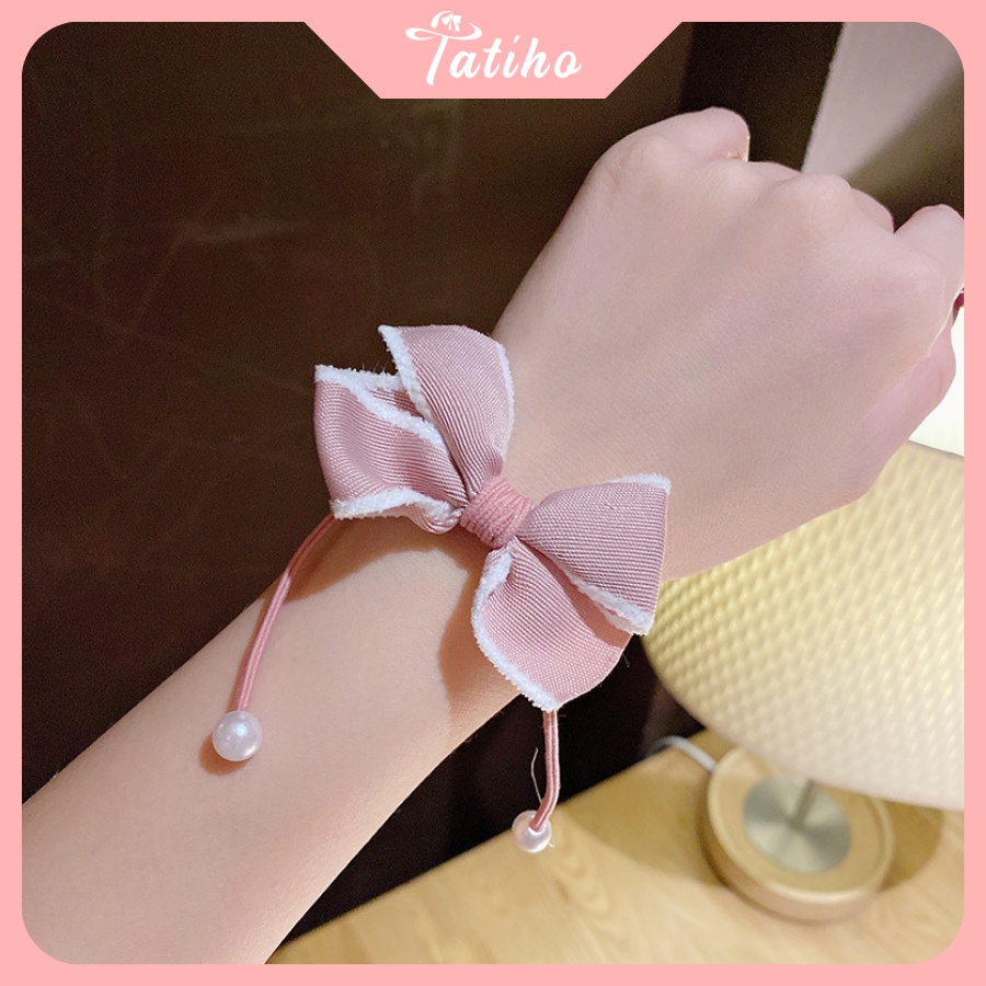 Cột Tóc Vingtage Họa Tiết Đính Nơ Phong Cách Hàn Quốc Dễ Thương - Tatiho - Mã SC013