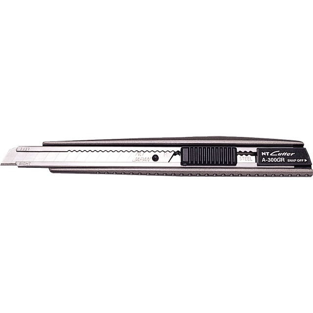 Dao rọc giấy thân nhôm bản lưỡi rộng 9mm màu xám NT Cutter A-300GRP