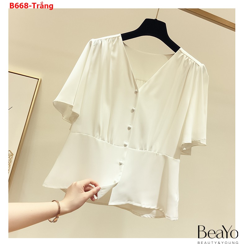 B668-áo tay bèo nút bọc