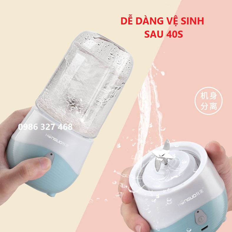 [Siêu- Rẻ] Máy Xay Sinh Tố Cầm Tay Honguo Cao Cấp hàng nhập sạc pin bảo hành 1 đổi 1 - mẫu mới 2021