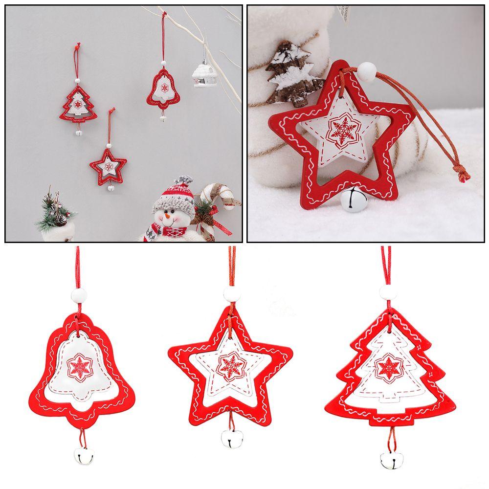 LET Chuông Gỗ Hình Ngôi Sao Trang Trí Giáng Sinh