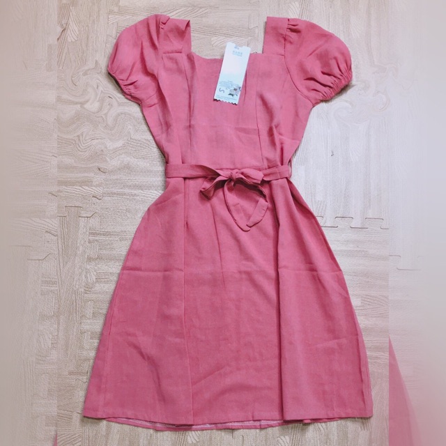 Đầm cổ vuông cột nơ hông dễ thương ( hồng + cam cháy) HANA101 | BigBuy360 - bigbuy360.vn