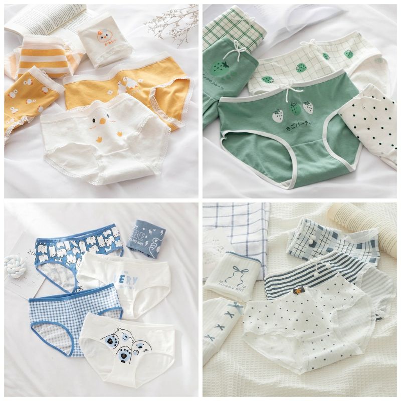  SET 4 Quần Lót Nữ Cotton Nâng Mông Thông Hơi Hoạ Tiết Dễ Thương BIKI CB1 | BigBuy360 - bigbuy360.vn