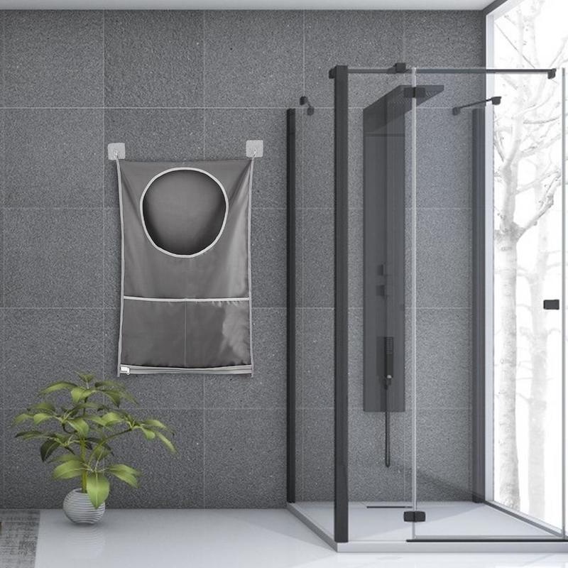 Giỏ Đựng Quần Áo Bẩn Dày Sức Chứa Lớn Chống Thấm Nước Có Móc Dán Cho Nhà Tắm
