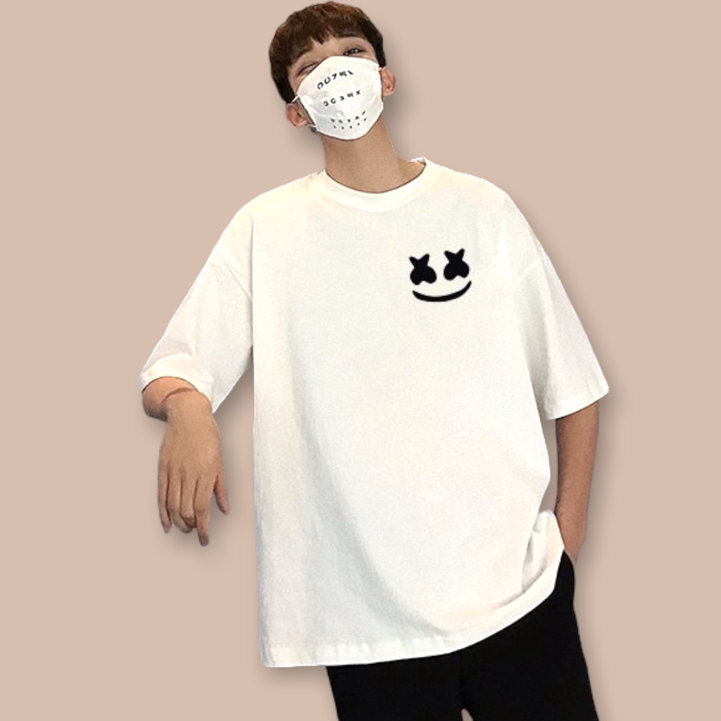 Áo thun nữ form rộng - Áo phông unisex nam nữ form rộng tay lỡ mặt cười đẹp vải dày mịn