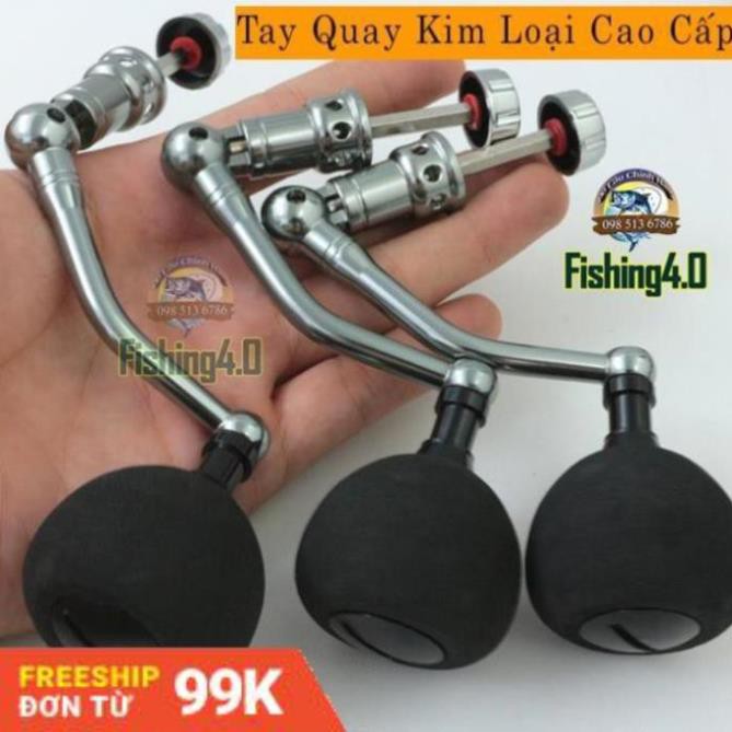 Tay Quay Máy Câu Cá Kim Loại Cao Cấp - Chân Lục giác - Núm tròn - tiện CNC sắc nét