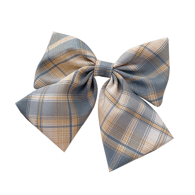 Kẹp tóc nơ họa tiết caro phong cách Hàn Quốc