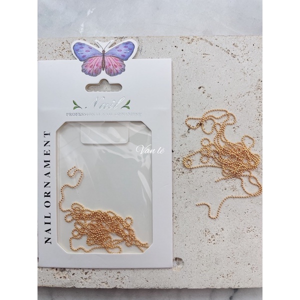 phụ kiện dây bi tròn vàng bạc trang trí nail