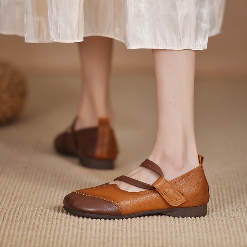 Giày búp bê mũi tròn đế mềm thoải mái phong cách retro thời trang cho nữ