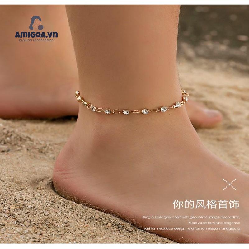 ✨✨Lắc Chân Đính Đá Trong Suốt Đơn Giản Dành Cho Nữ