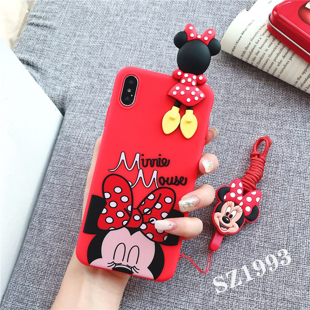 Ốp điện thoại TPU màu đỏ có hình chuột Mickey/ Minnie đáng yêu cho OPPO F9 F7 F5 F3 F1s A57 A39 A37 A83 R17 R17Pro R15