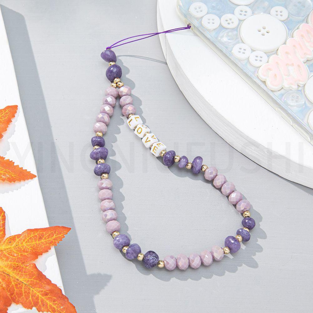 Dây Đeo Điện Thoại / Móc Khóa Chống Thất Lạc Tiện Dụng|Dây Xỏ Hạt Nhựa Acrylic In Chữ LOVE Xinh Xắn