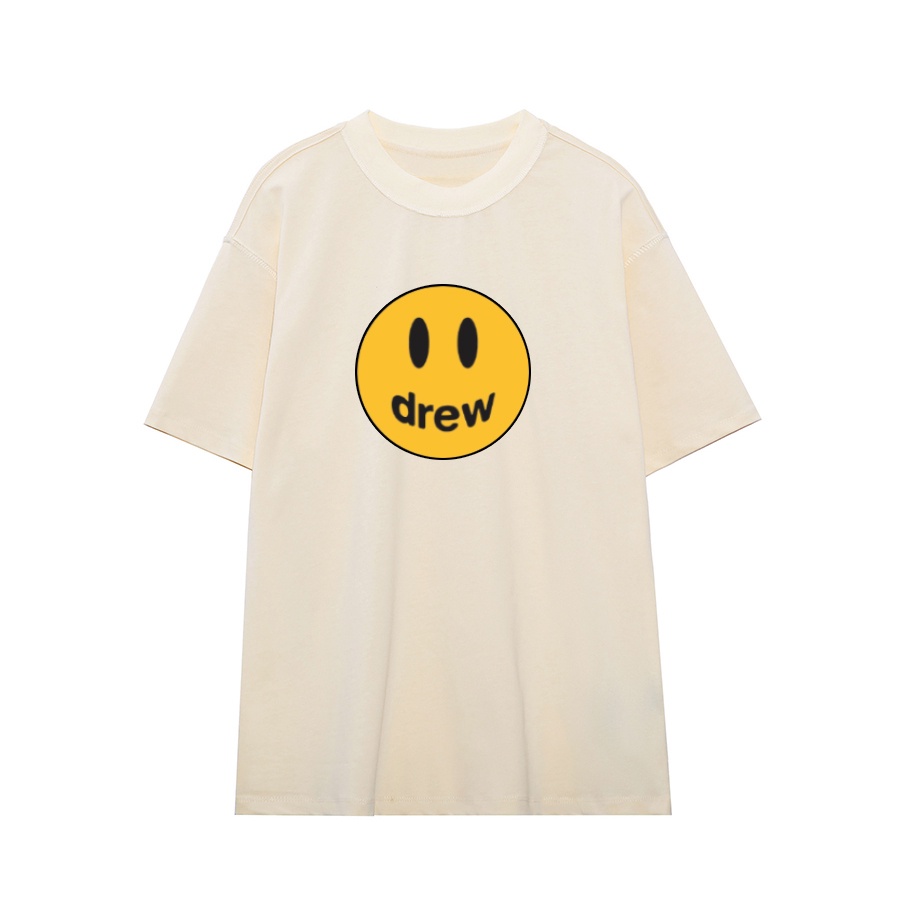Áo thun DREW mặt cười tay lỡ form rộng vải Cotton