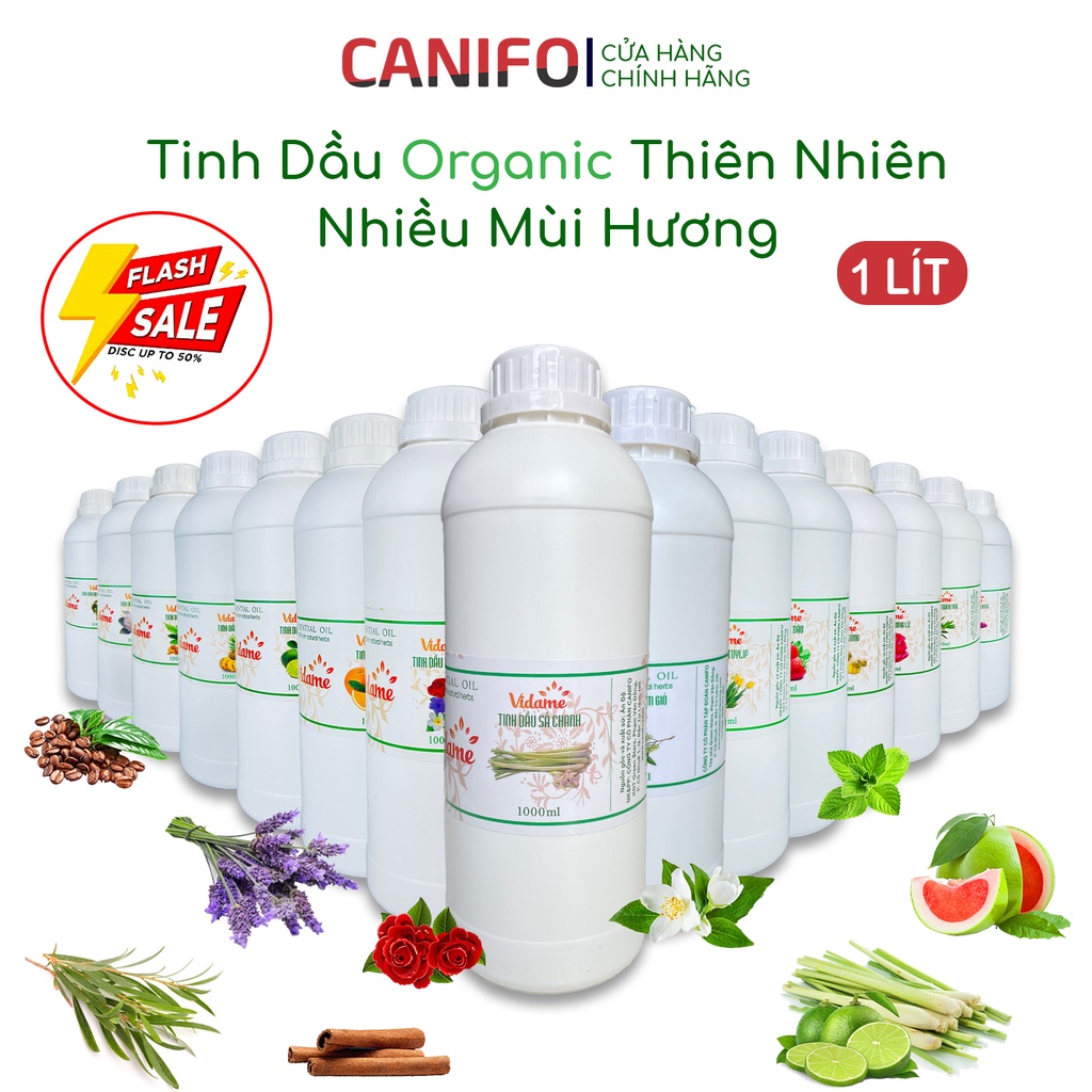 Tinh Dầu Xông Phòng 1 lít CANIFO 35 Mùi - Hàng Chính Hãng, Sả Chanh, Bạc Hà, Quế, Oải Hương, Tràm Gió, Cà Phê, Hoa Nhài