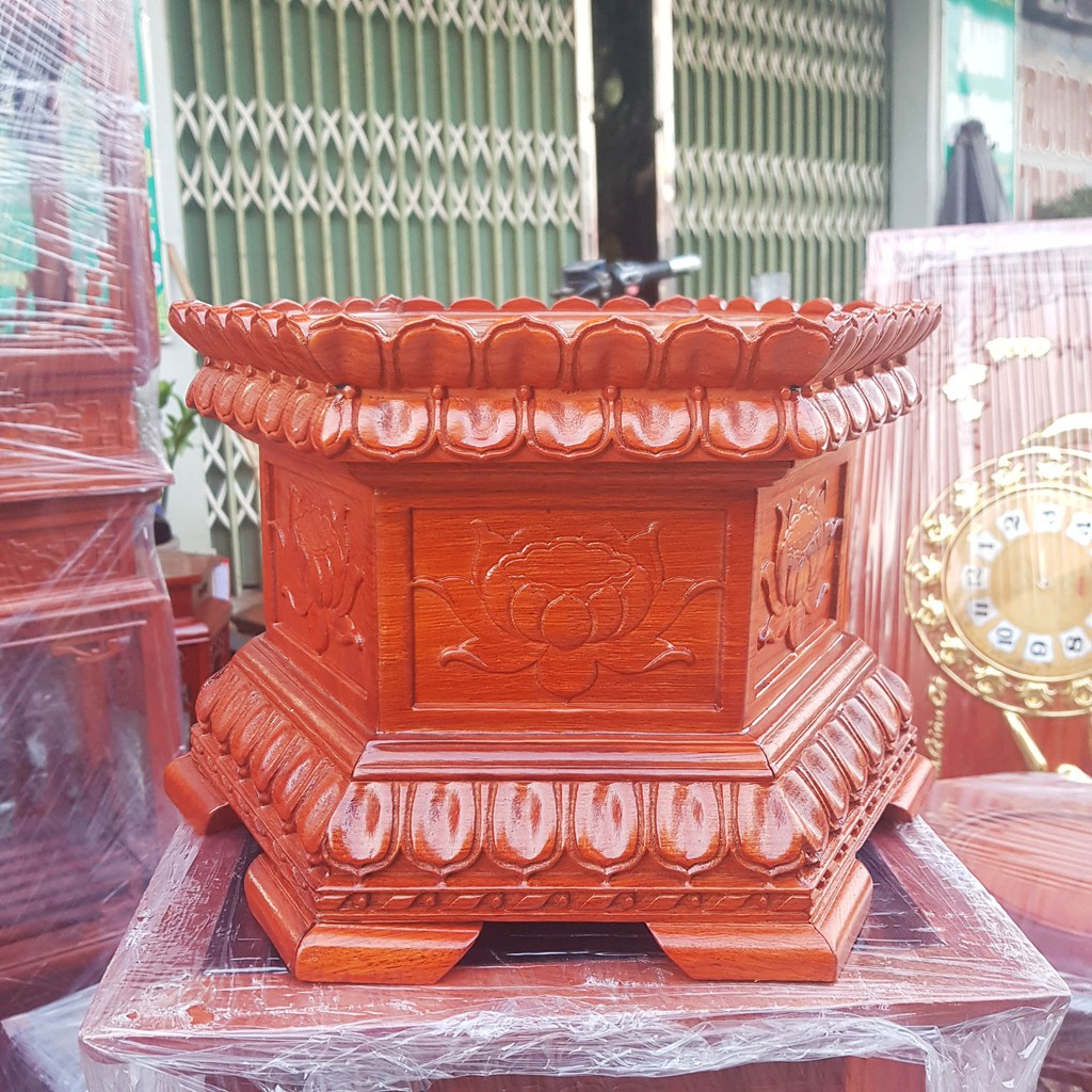 Đài sen lục giác sơn pu gỗ hương cao cấp | BigBuy360 - bigbuy360.vn