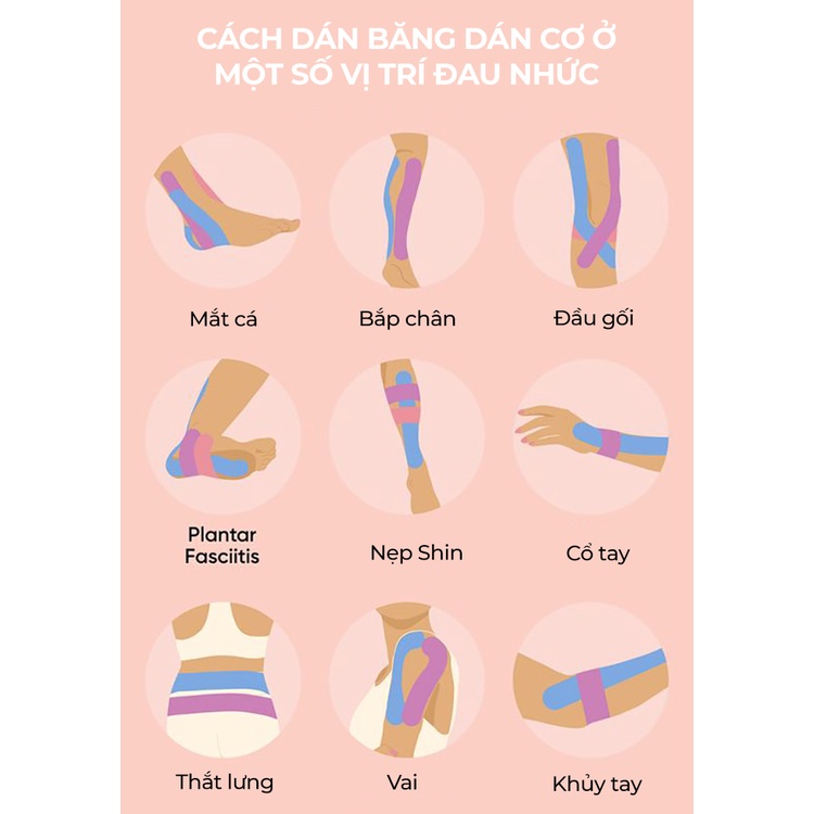 Băng Dán Cơ Bóng Đá - Băng Cơ Thể Thao - Băng keo bóng đá hỗ trợ cơ, cổ chân, đầu gối