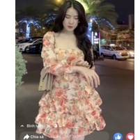 Váy voan hoa siêu xinh,váy có mút ngực và quần trong.