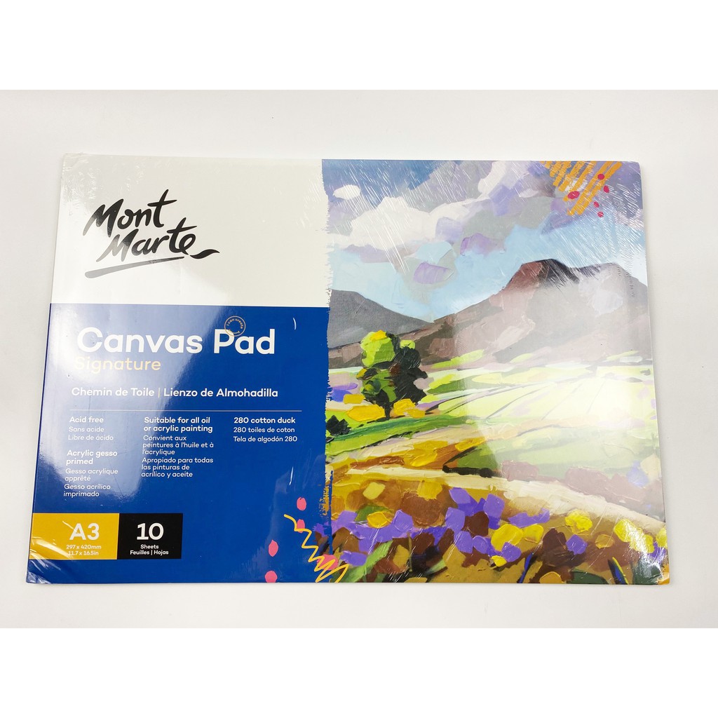 Tập Canvas sổ Canvas Vẽ Màu Acrylic Canvas Pad Mont Marte A3/ A4/ A5 - 10 Tờ Toan,