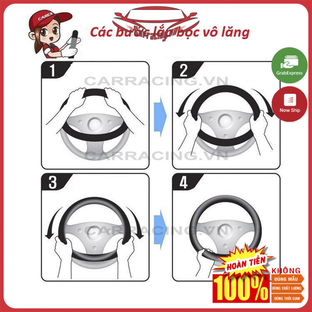 Bọc Vô Lăng Xe Ô Tô CARRACING BOC VO LANG Vân Carbon Cao Cấp Chống Trơn Chống Trượt - Phụ Kiện Đồ Chơi Ô TÔ - Xe Hơi | BigBuy360 - bigbuy360.vn