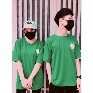 Áo Thun Nam Nữ Tay Lỡ From Rộng Unisex Hàn Quốc  Màu Xanh Hoa Cúc Trắng