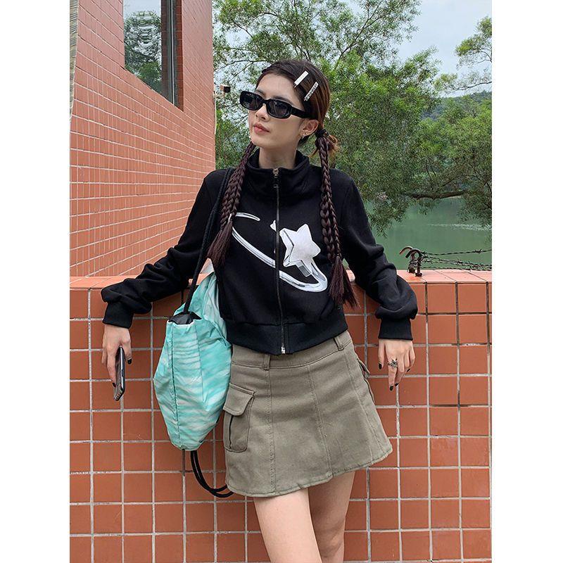 Áo Khoác Cardigan Màu Đen Dáng Rộng Thời Trang Mùa Thu Đông Theo Phong Cách Mỹ Dành Cho Nữ