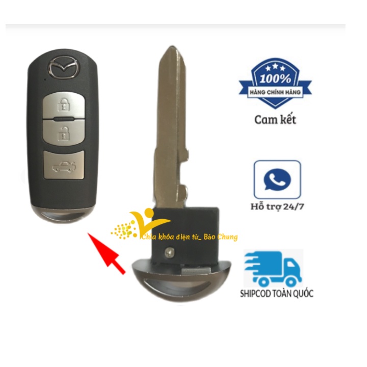 Vỏ chìa khóa smarkey xe Mazda 2 nút,3 nút kèm logo, đầu chìa có thông số chuẩn với chìa zin theo xe