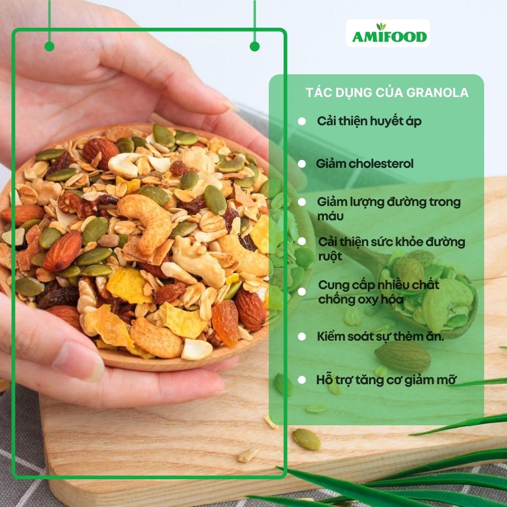 Hũ 500Gram Granola Ăn Kiêng Amifood, Ngũ Cốc Giảm Cân Mix 8 Loại Hạt Cao Cấp